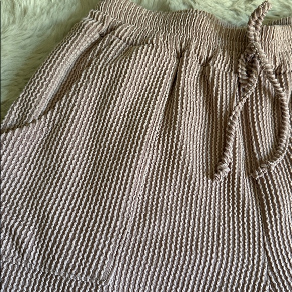 Pink Textured Drawstring Shorts - Picture 2 of 4